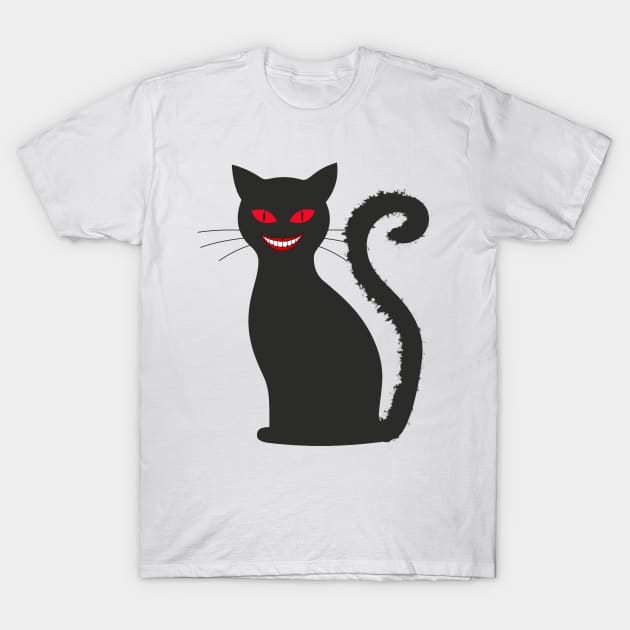 Creepy Smile Demon Cat T-Shirt by elizabethtruedesigns